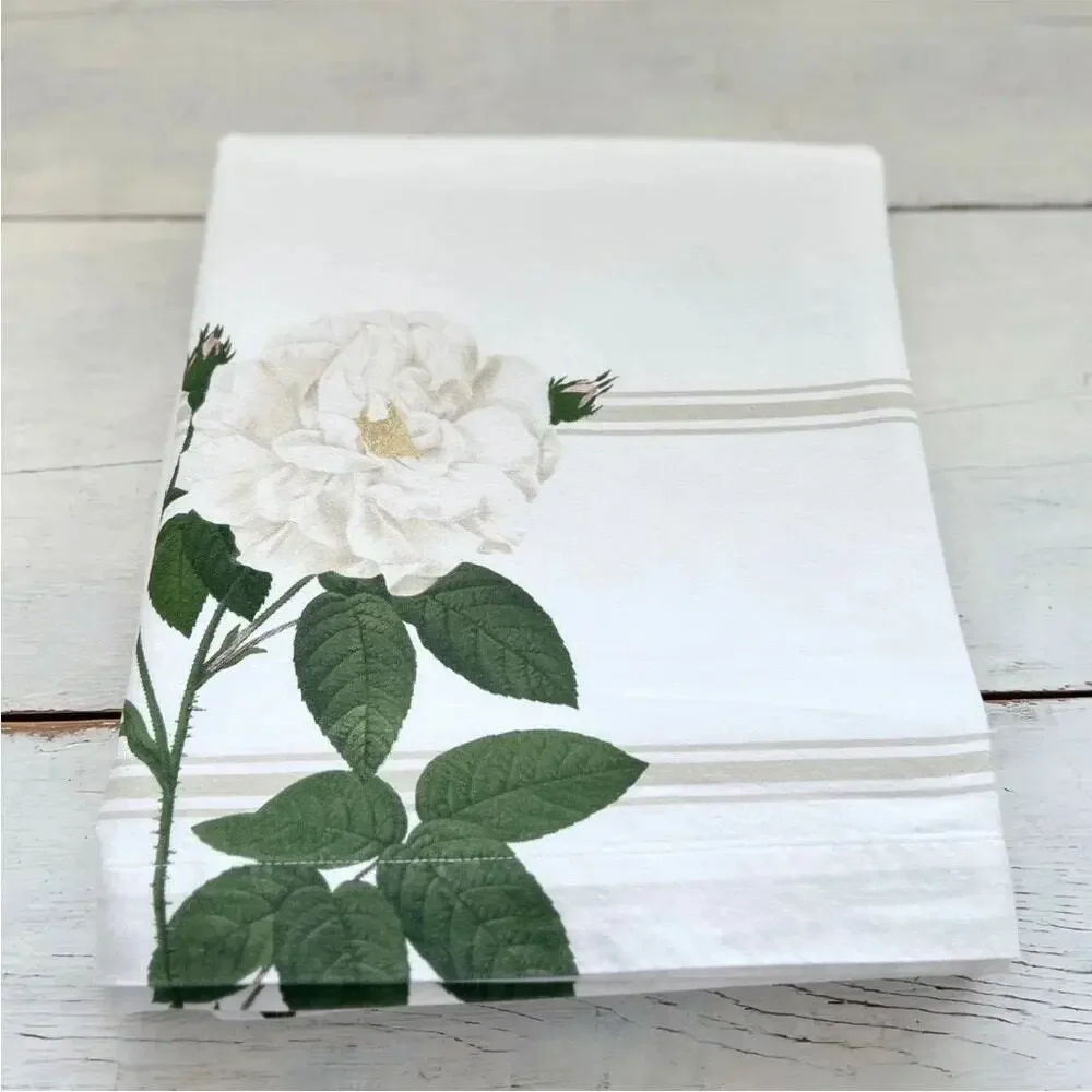 NWT Williams Sonoma 100% Cotton Nappe Botanical Peonies 70 x 108” Tablecloth